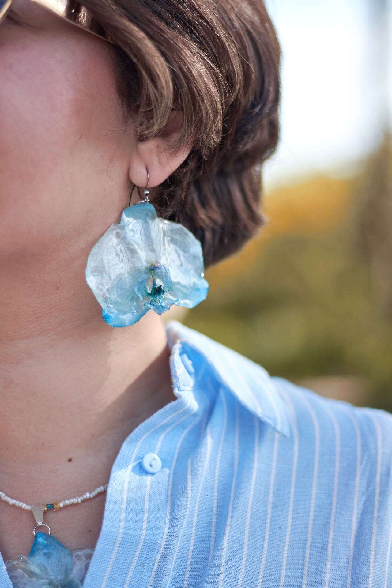 Boucles d'oreilles Orchid Sky en orchidées bleues séchées — photo 5