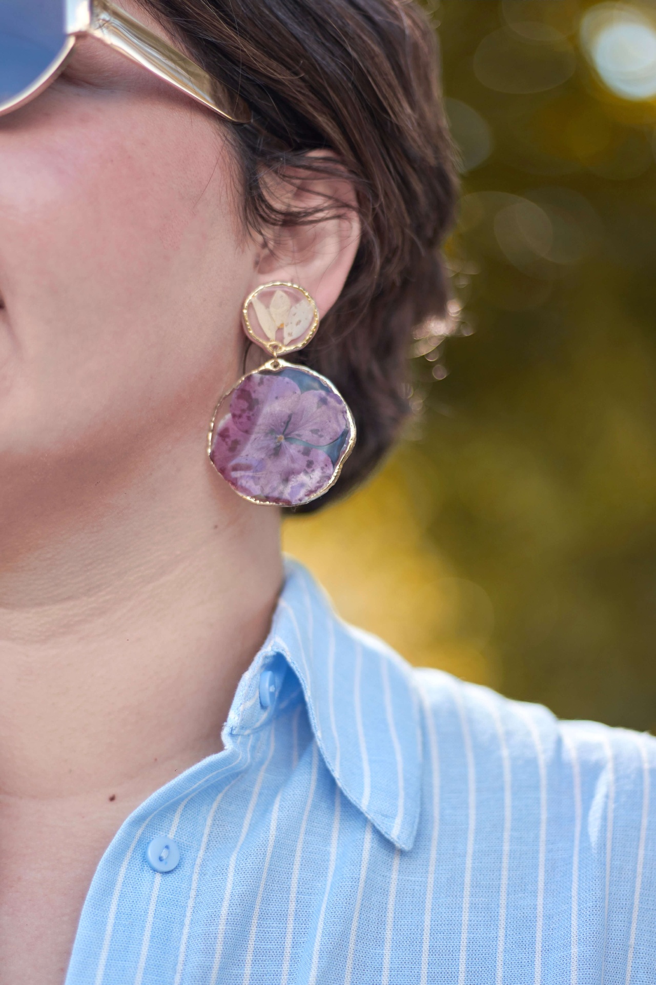 Boucles d'oreilles Sakura Bloom en pétales d'hortensia rose